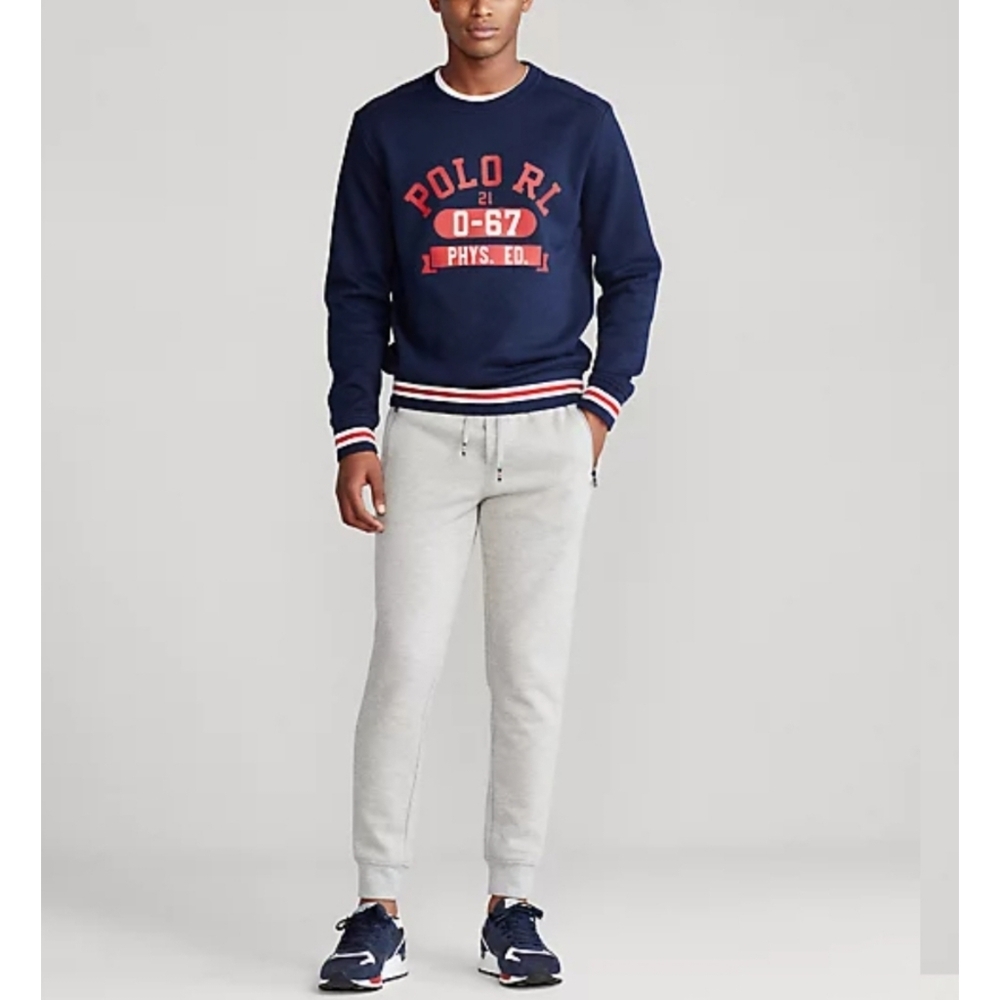 Polo Ralph Lauren Logo Double-Knit Sweatshirt Crew Sweater Men Large